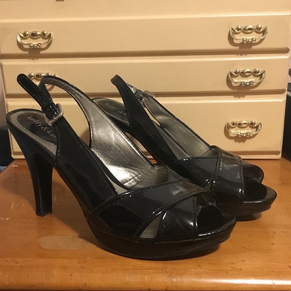 Kelly and Katie sling back open toed heels